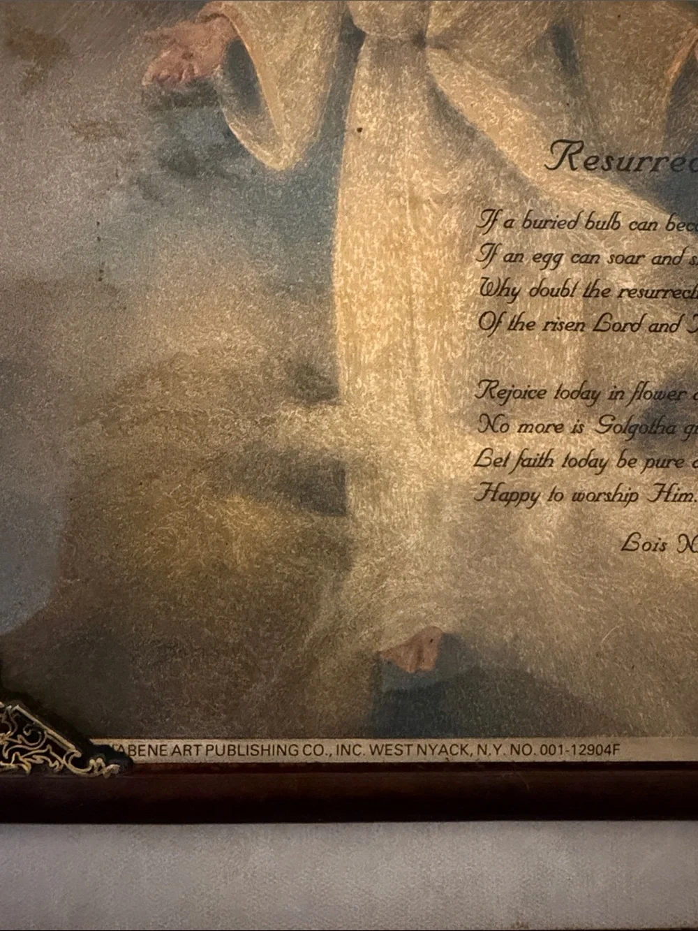 Christian Wall Art Print in Gold and Brown Frame
